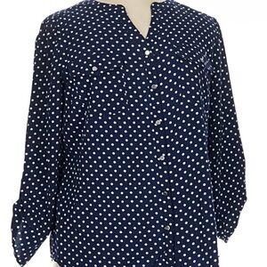 Elegant Navy Polka Dot Blouse
